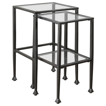 Leilani Glass Top Nesting Table Set Black