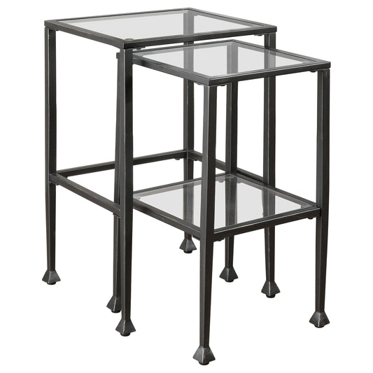 Leilani Glass Top Nesting Table Set Black