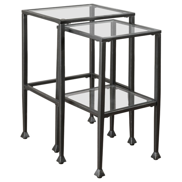 Leilani Glass Top Nesting Table Set Black