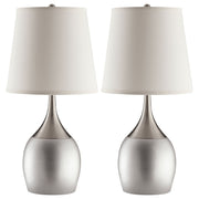Lámpara de mesa Tenya Empire Shade Urn de 24 pulgadas, color plateado (juego de 2)