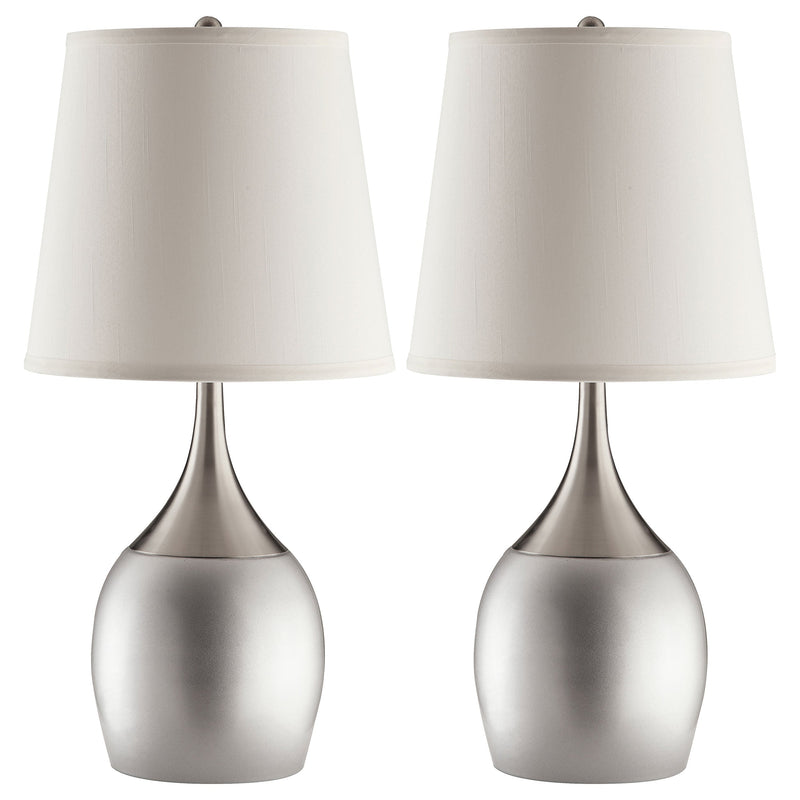 Lámpara de mesa Tenya Empire Shade Urn de 24 pulgadas, color plateado (juego de 2)