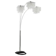 Lámpara de pie colgante Miriam de 90 pulgadas con arco de cristal cromado