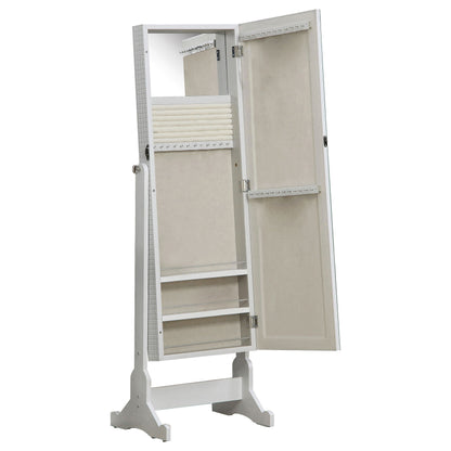Espejo de pie Yvonne con compartimento para joyas, color gris paloma