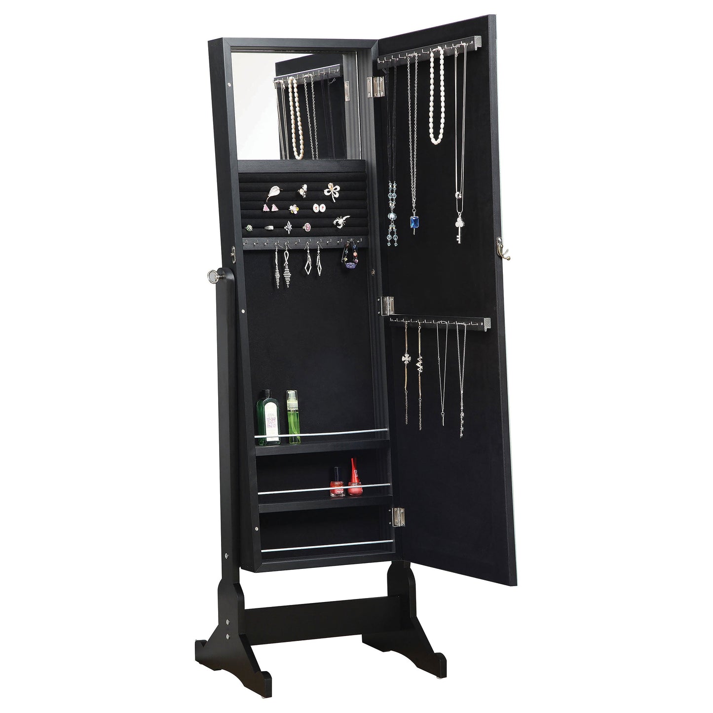 Espejo de cuerpo entero Batista con compartimento para guardar joyas, color blanco