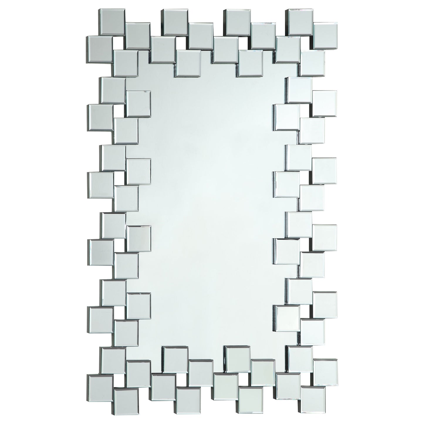 Espejo de pared rectangular sin marco Pamela de 32 x 47 pulgadas, plateado