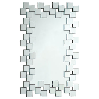 Espejo de pared rectangular sin marco Pamela de 32 x 47 pulgadas, plateado