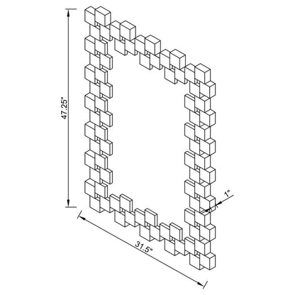 Espejo de pared rectangular sin marco Pamela de 32 x 47 pulgadas, plateado