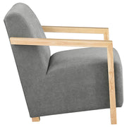 Diego Upholstered Accent Arm Chair with Wood Arms Honey