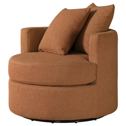 Debbie Upholstered Swivel Accent Chair Camel