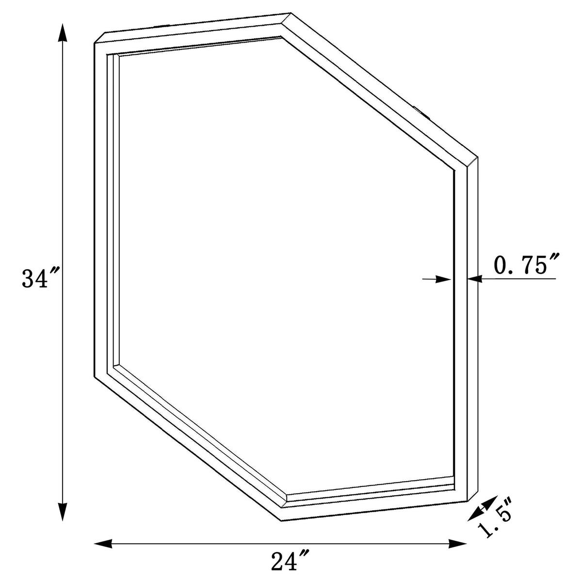 Espejo de pared hexagonal Bledel de 24 x 34 pulgadas, dorado