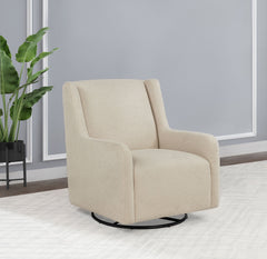Sillón reclinable giratorio tapizado Serra Boucle en color beige arena