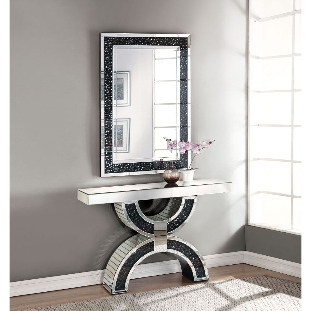 Mesa consola rectangular Nysa Glam con base semicircular