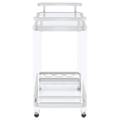 Jefferson 2-tier Glass Shelf Acrylic Bar Cart Chrome