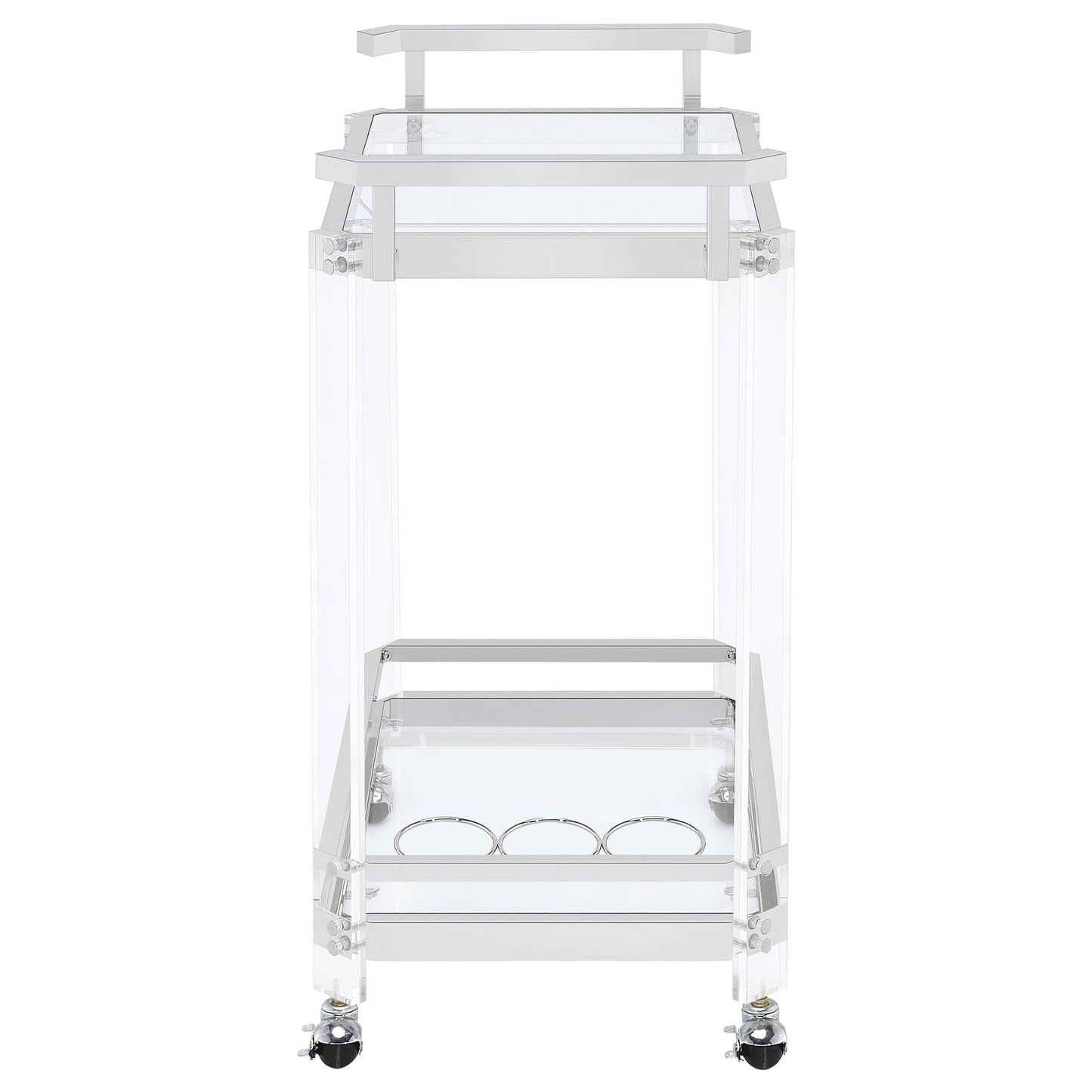 Jefferson 2-tier Glass Shelf Acrylic Bar Cart Chrome
