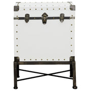 Nancy Upholstered Vintage Side Table Storage Trunk White