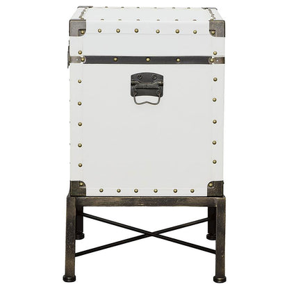 Nancy Upholstered Vintage Side Table Storage Trunk White