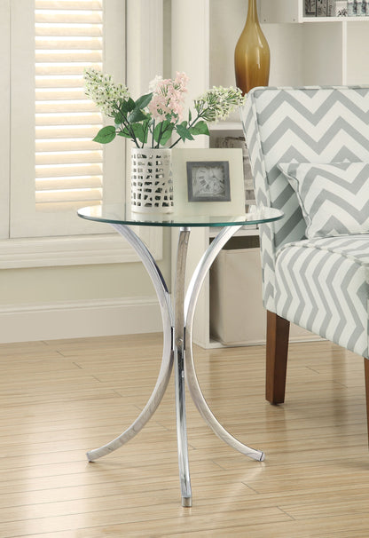 Eloise Round Glass Top Accent Side Table Chrome