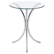 Mesa auxiliar decorativa Eloise redonda con tapa de vidrio cromada