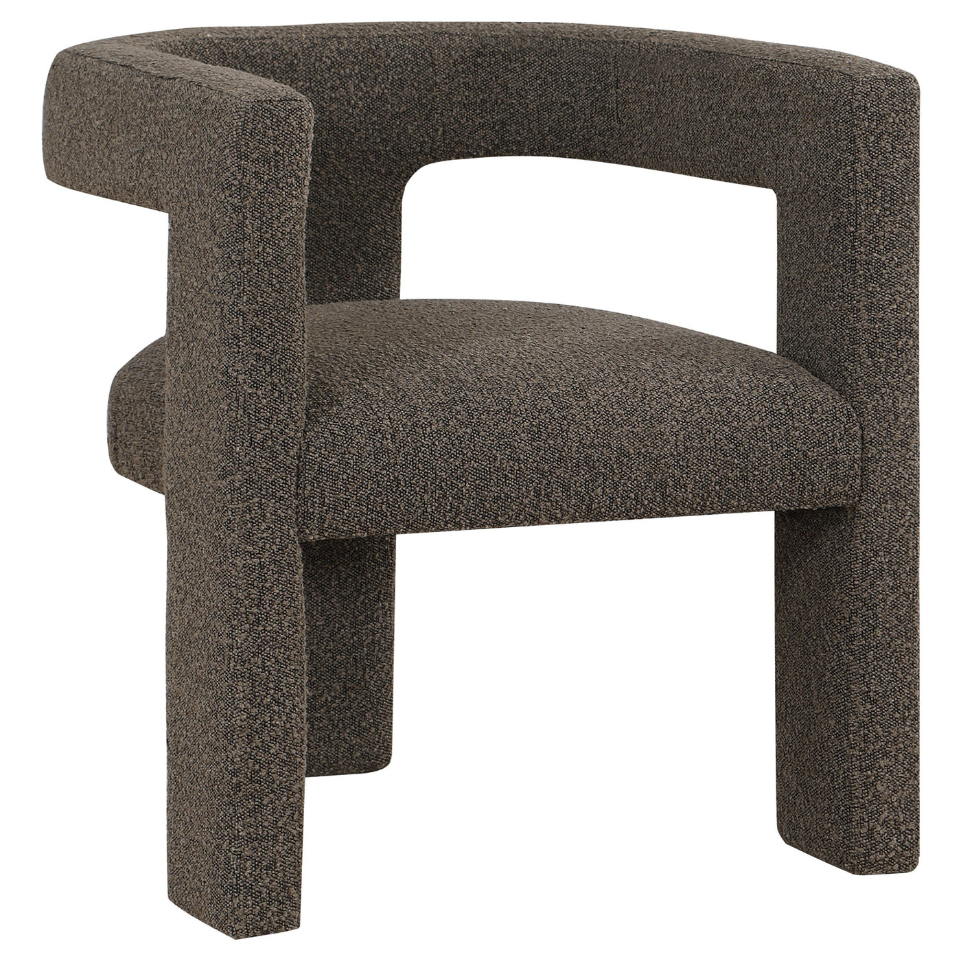 Silla auxiliar tapizada Petra Boucle en marrón chocolate