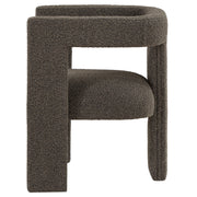Silla auxiliar tapizada Petra Boucle en marrón chocolate