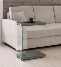 Mesa auxiliar Colby Engineered Wood en forma de C, color gris desgastado