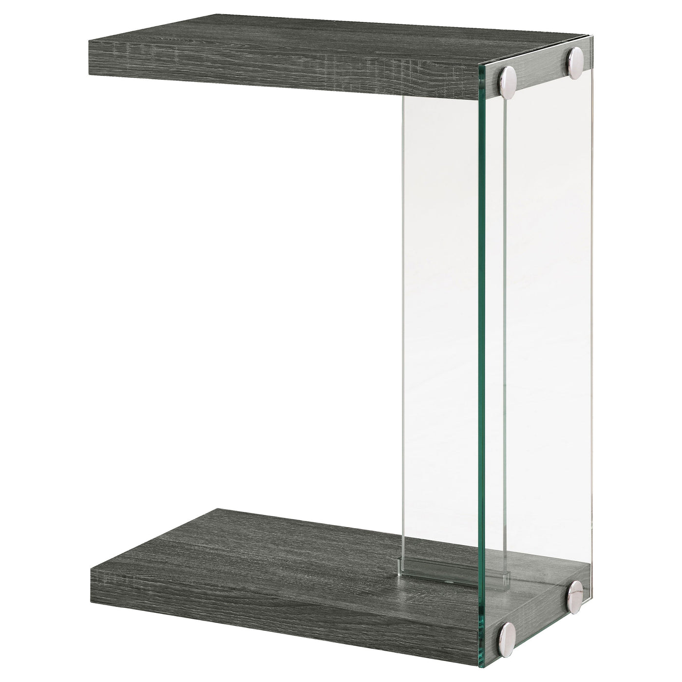 Mesa auxiliar Colby Engineered Wood en forma de C, color gris desgastado