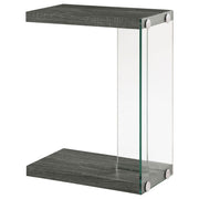 Mesa auxiliar Colby Engineered Wood en forma de C, color gris desgastado