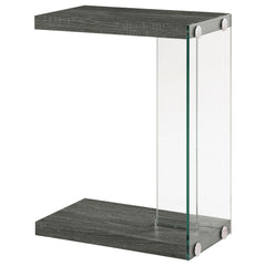 Mesa auxiliar Colby Engineered Wood en forma de C, color gris desgastado