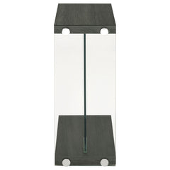 Mesa auxiliar Colby Engineered Wood en forma de C, color gris desgastado