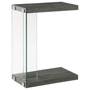 Mesa auxiliar Colby Engineered Wood en forma de C, color gris desgastado