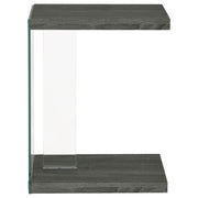 Mesa auxiliar Colby Engineered Wood en forma de C, color gris desgastado
