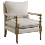 Silla decorativa tapizada Dempsy con ruedas en beige