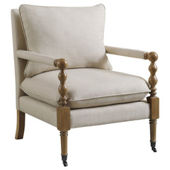 Silla decorativa tapizada Dempsy con ruedas en beige