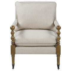 Silla decorativa tapizada Dempsy con ruedas en beige