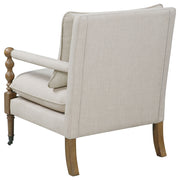 Silla decorativa tapizada Dempsy con ruedas en beige