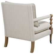 Silla decorativa tapizada Dempsy con ruedas en beige