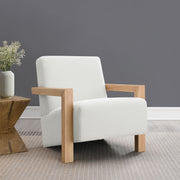 Sillón tapizado con acento Fitzroy Boucle color marfil