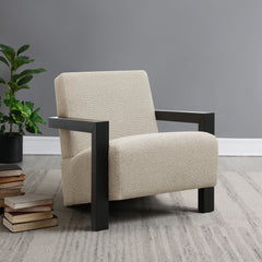 Sillón tapizado con acento Fitzroy Boucle color marfil