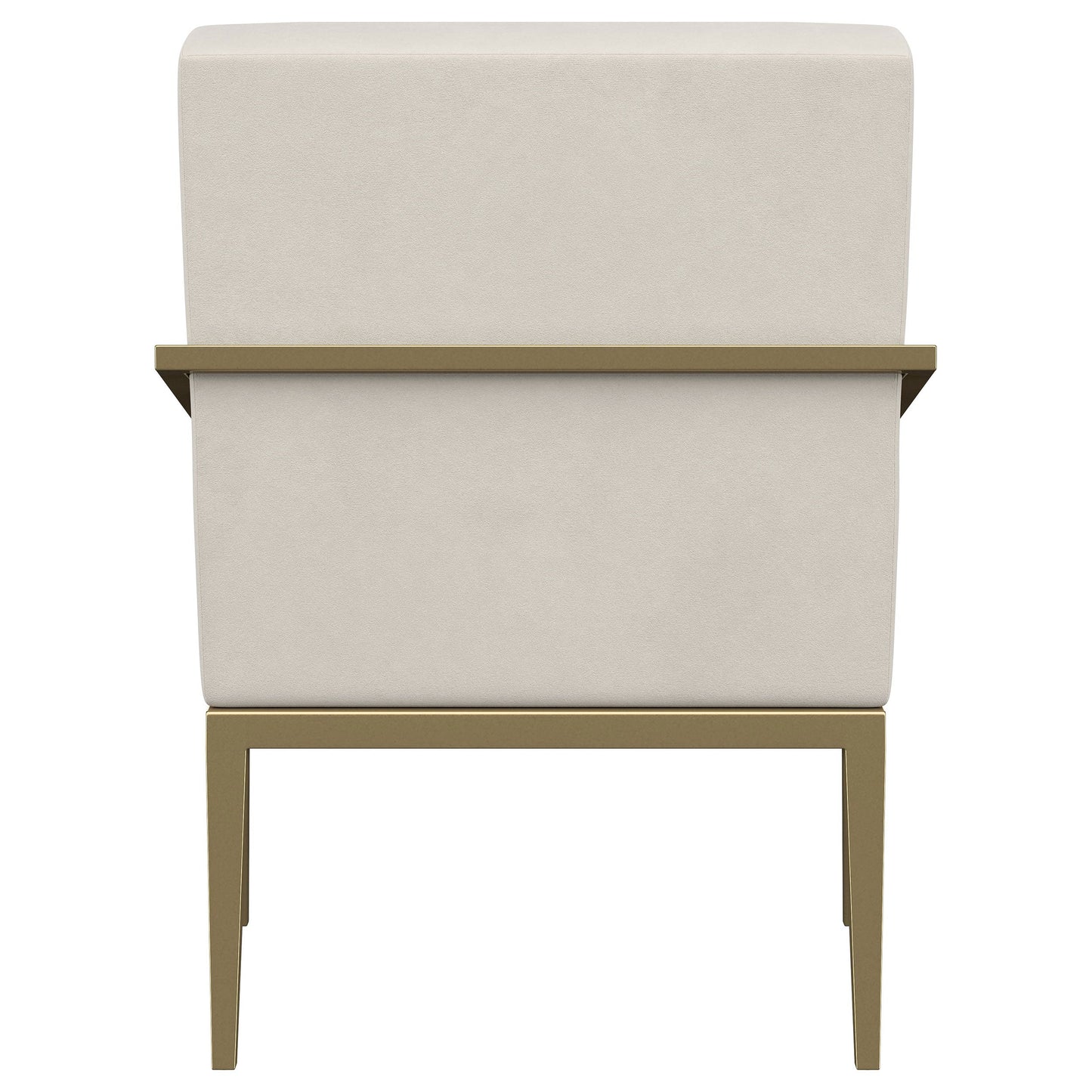 Sillón Kirra con brazos de metal tapizados en color crema