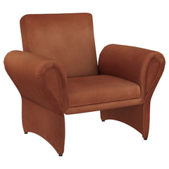 Sillón tapizado con brazos enrollables Liana, color naranja óxido