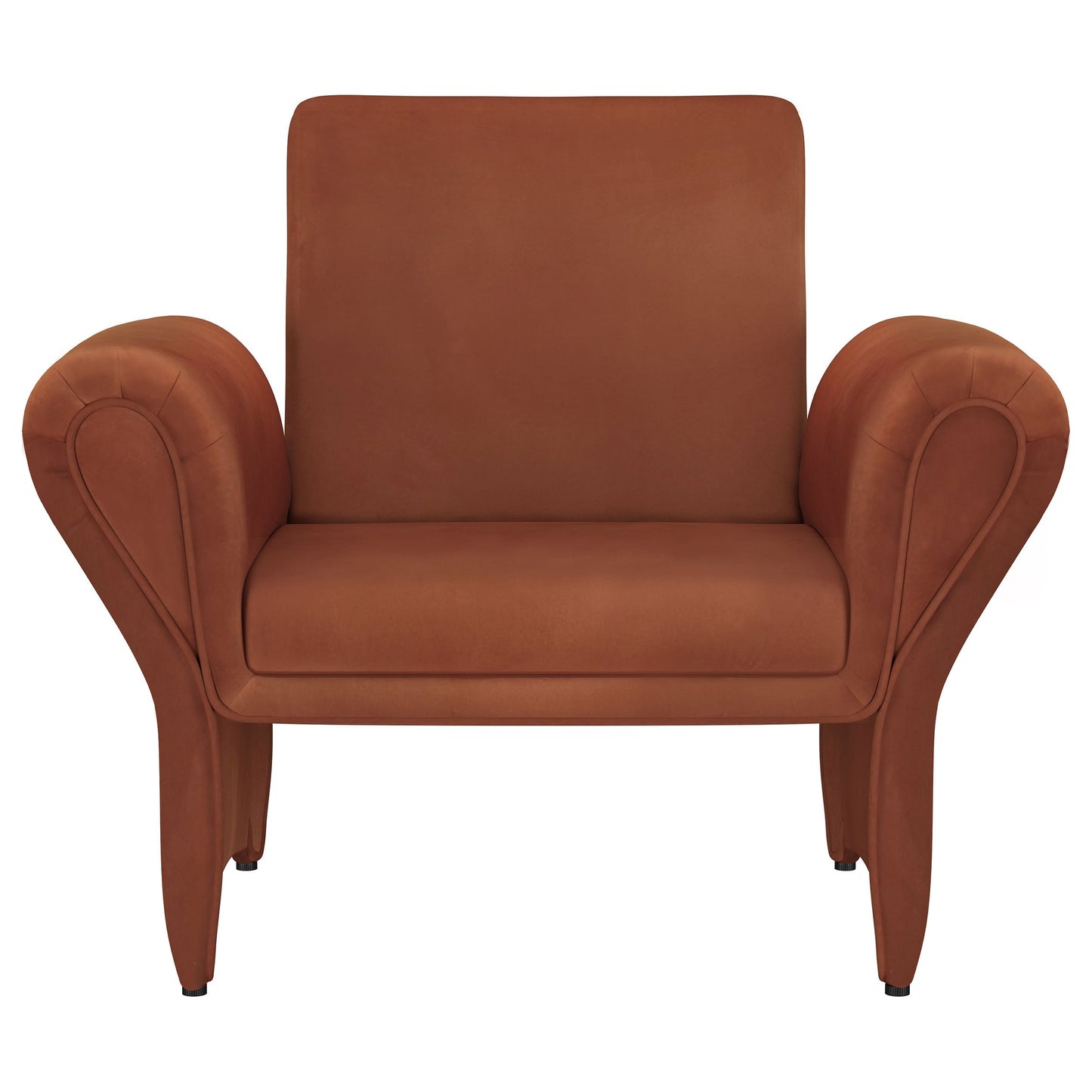 Sillón tapizado con brazos enrollables Liana, color naranja óxido