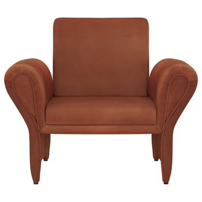 Sillón tapizado con brazos enrollables Liana, color naranja óxido