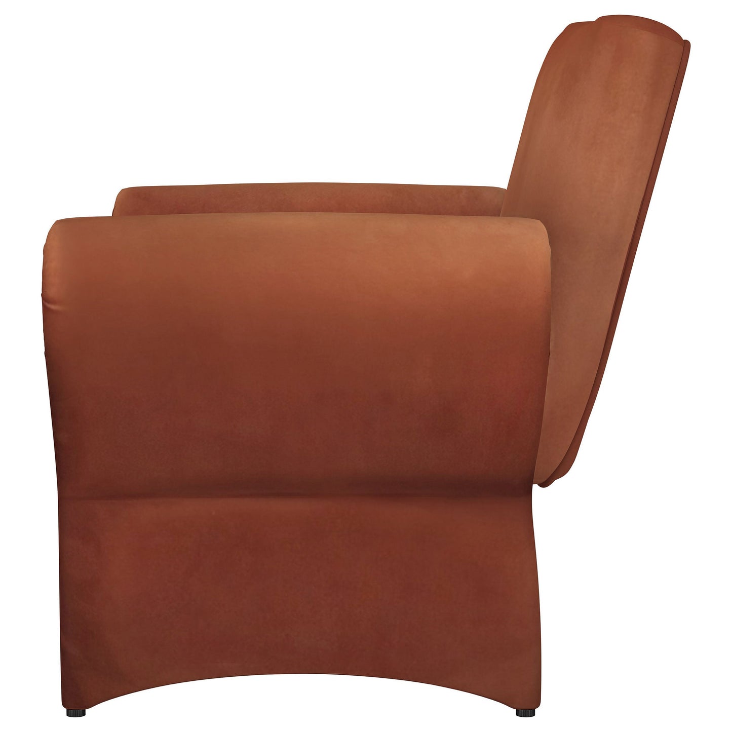 Sillón tapizado con brazos enrollables Liana, color naranja óxido