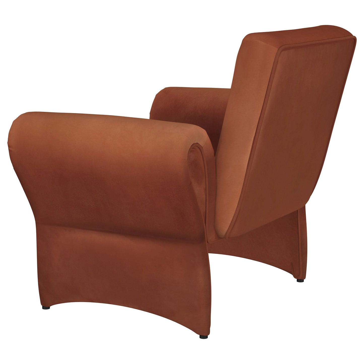 Sillón tapizado con brazos enrollables Liana, color naranja óxido