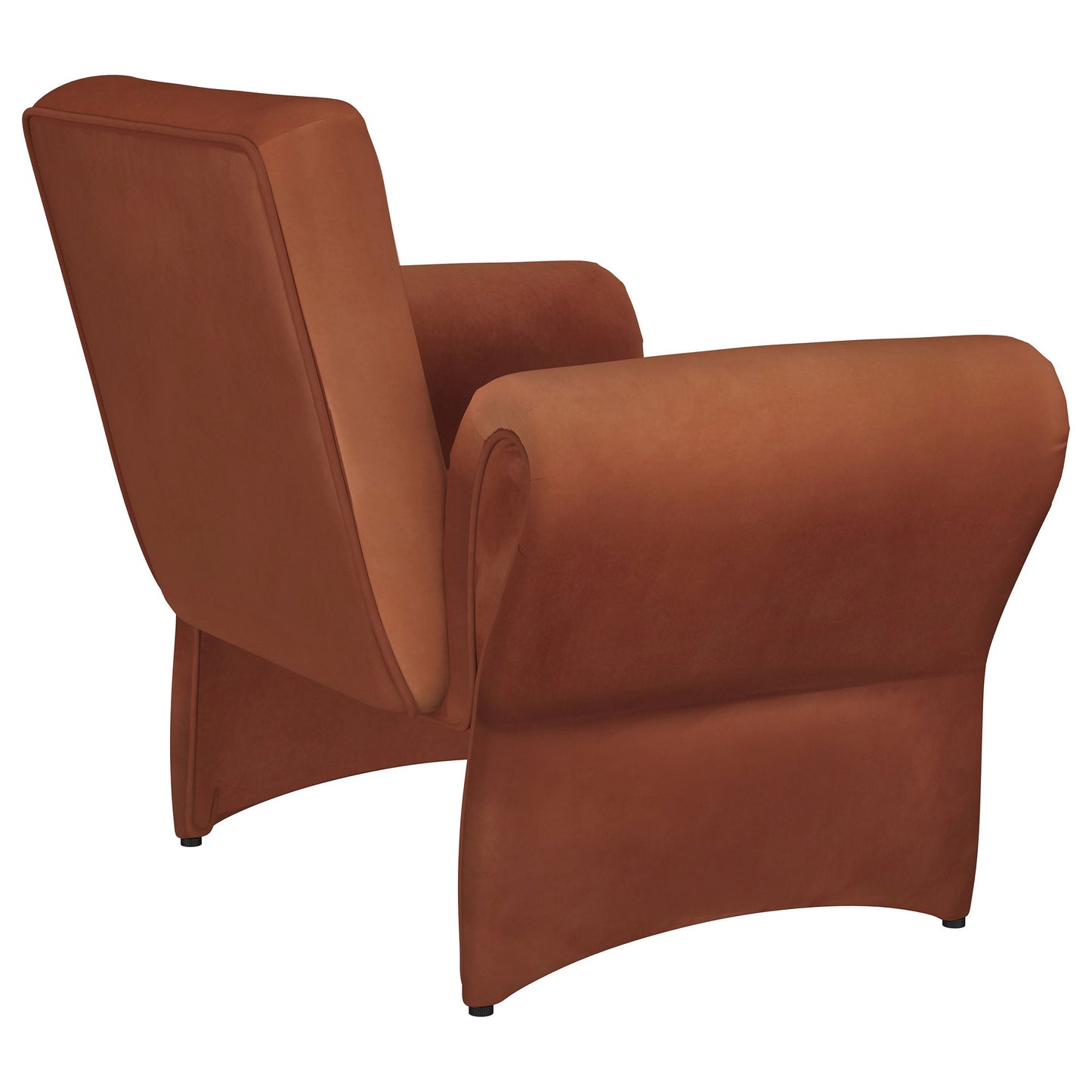 Sillón tapizado con brazos enrollables Liana, color naranja óxido