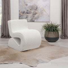 Silla curva sin brazos tapizada Ronea Boucle color crema