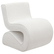 Silla curva sin brazos tapizada Ronea Boucle color crema