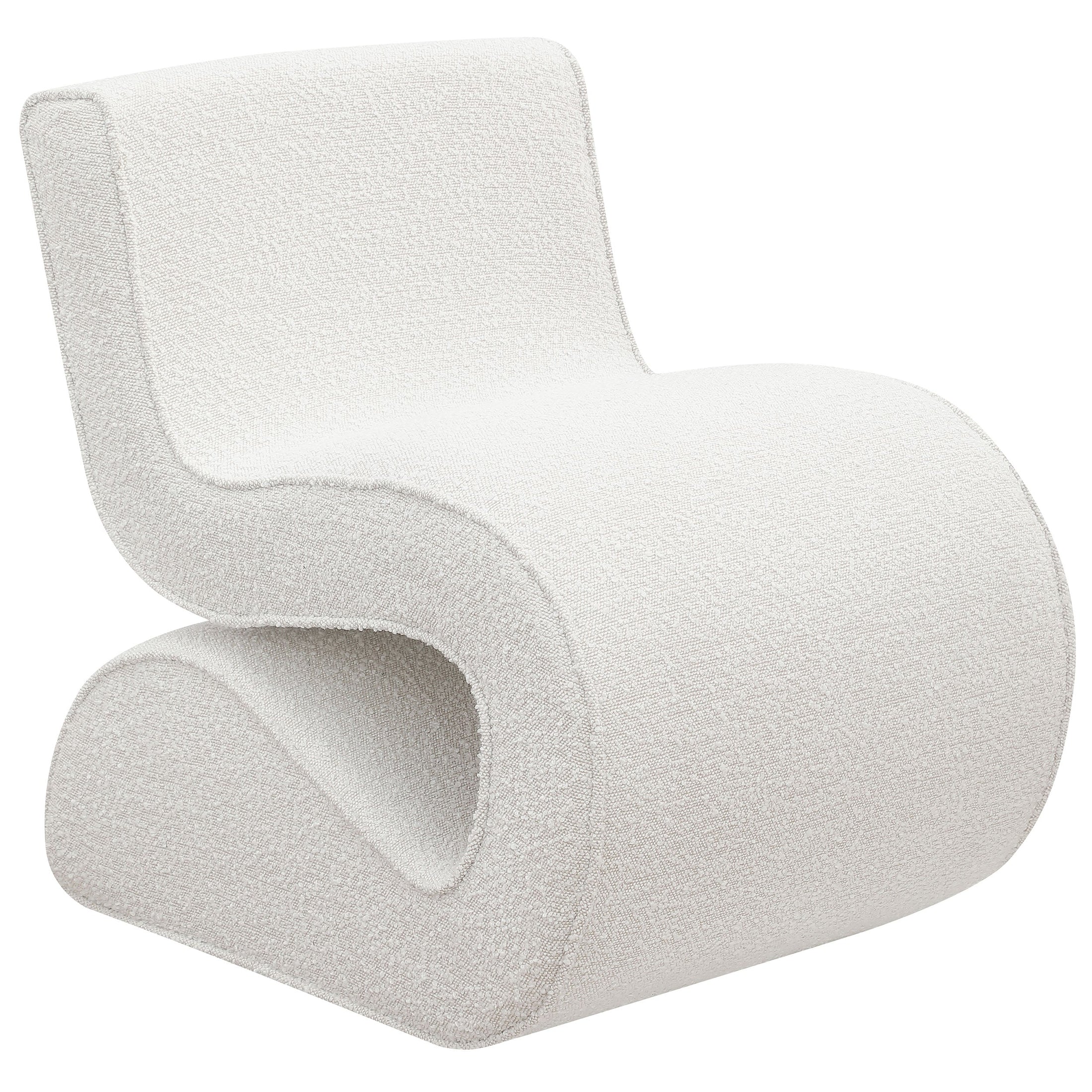 Silla curva sin brazos tapizada Ronea Boucle color crema