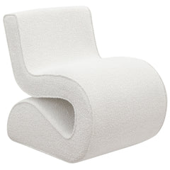 Silla curva sin brazos tapizada Ronea Boucle color crema