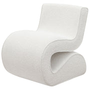 Silla curva sin brazos tapizada Ronea Boucle color crema